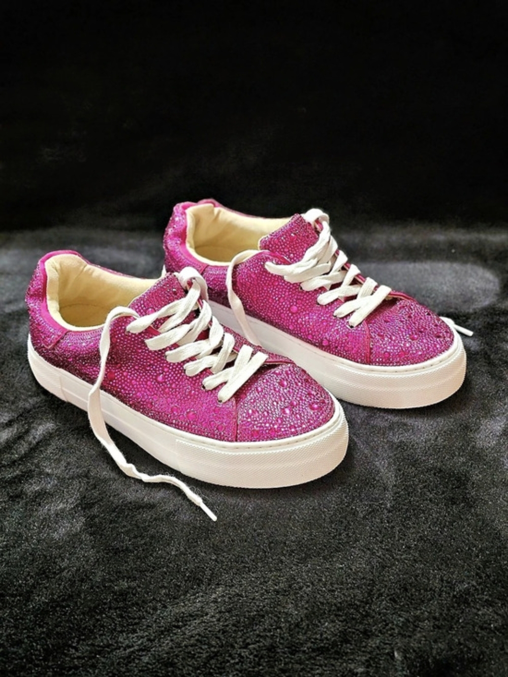 Betsey Johnson Hot Pink Rhinestone Sparkle Sneakers Size 6
